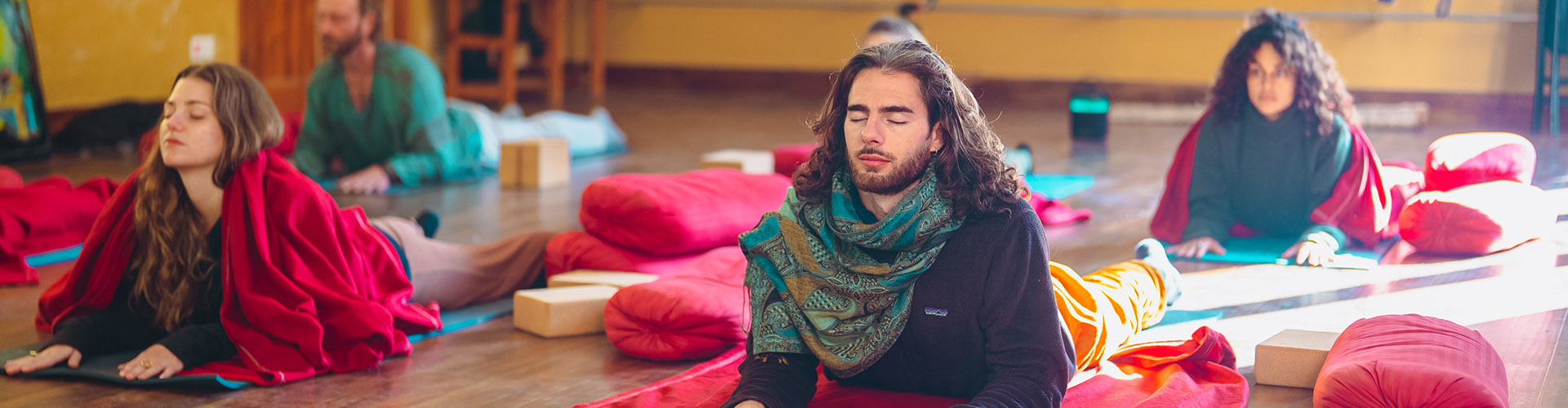 Yoga session at retreat